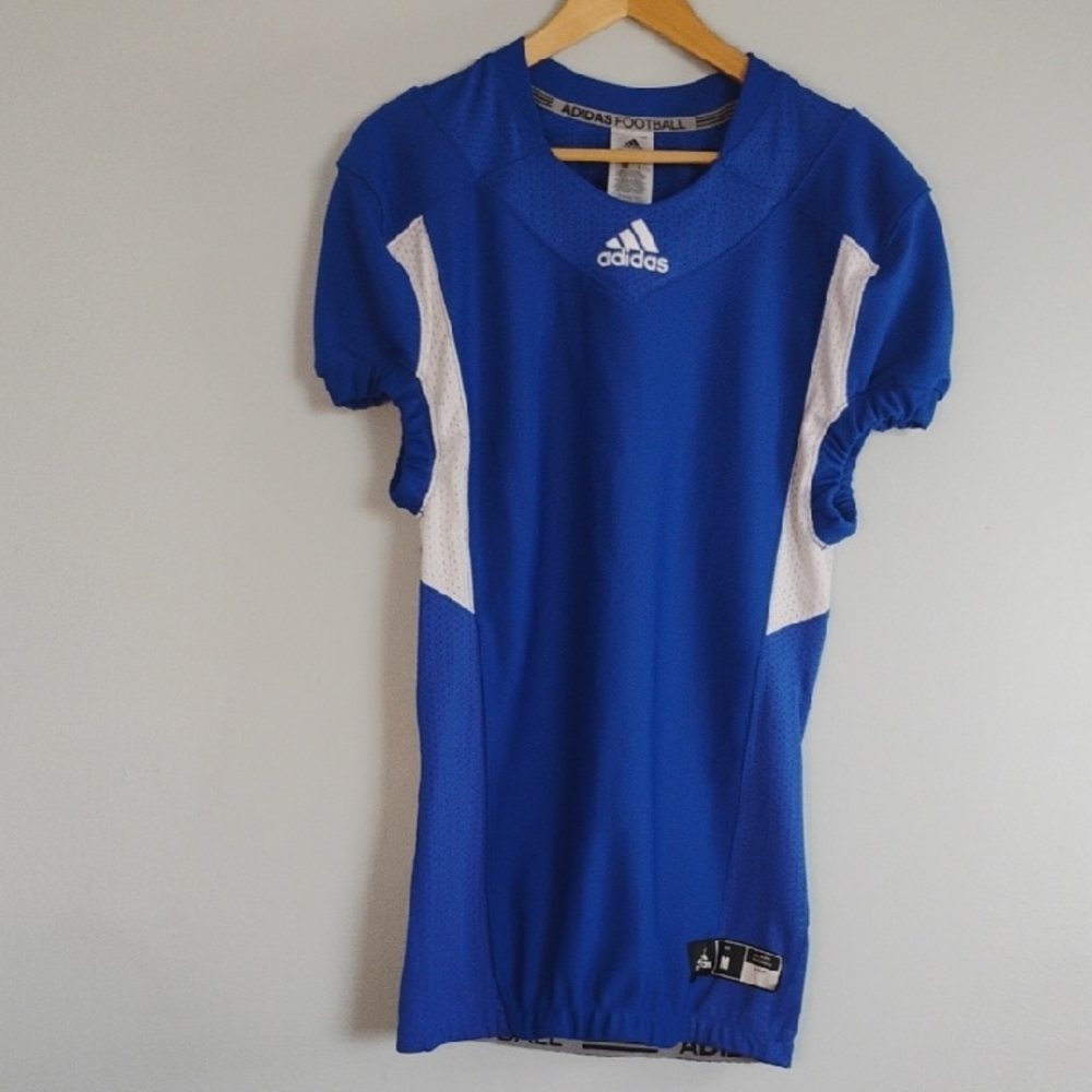 Adidas Football Blue White Performance Jersey Athletic Sporty Activewear Size M
